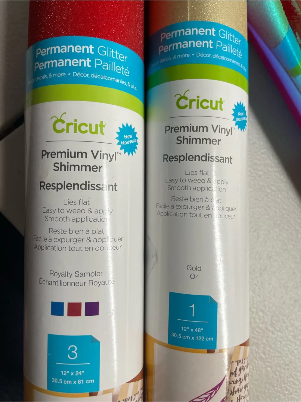 Cricut (4) The Paper Studio (4) crafting vinyls rolls Holographic, glitter